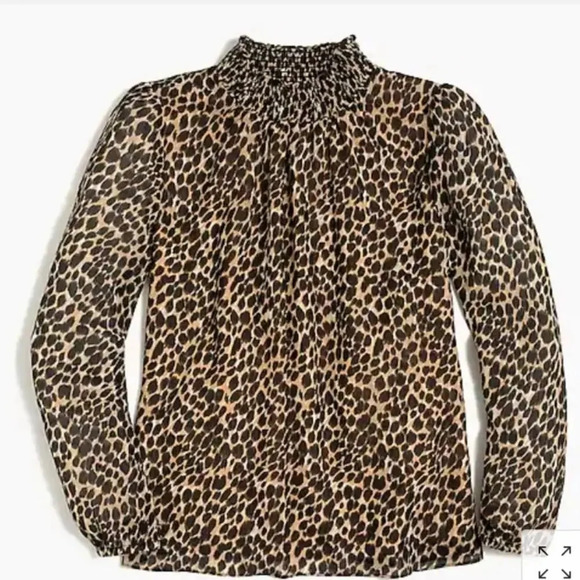 J. Crew Leopard Long Sleeve Mockneck Blouse Top Small - Picture 4 of 9